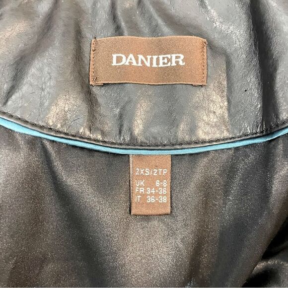 DANIER Leather Sleeves Herringbone print Wool Bomber Jacket Double Lined - Picture 8 of 14